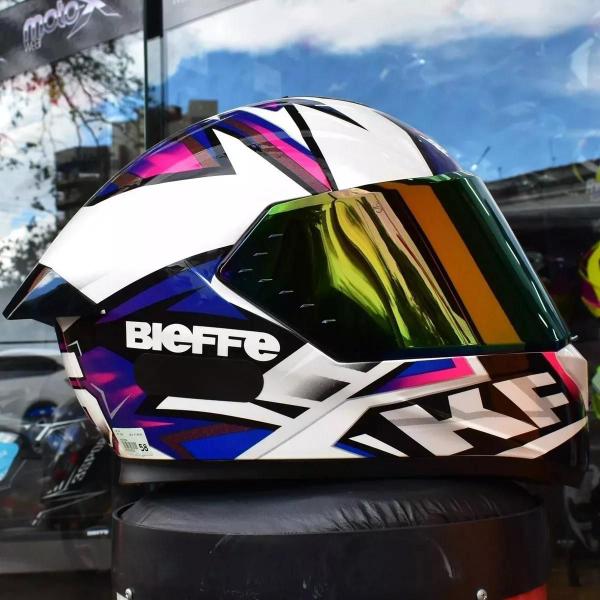 Imagem de Capacete Bieffe B12 Kf Branco Perola Roxo Viseira Cristal