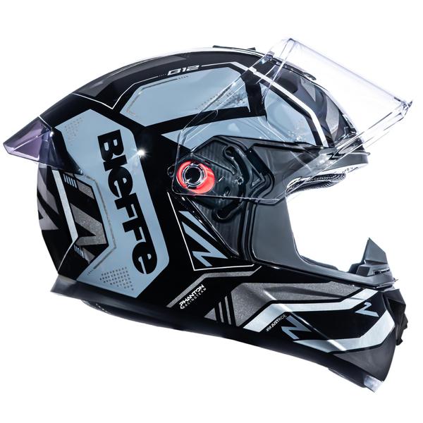 Imagem de Capacete Bieffe B12 Phanton Esportivo Prata Moto Aerofolio