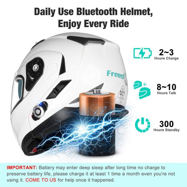 Imagem de Capacete Bluetooth para motocicleta FreedConn BM2-S Branco (L)