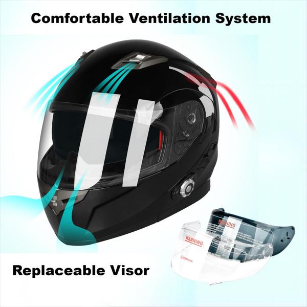 Imagem de Capacete Bluetooth para motocicleta FreedConn BM2-S Flip Up Capacete modular Bluetooth para motocicleta Voice Dial Call 500M 2-3 Riders Capacete de motocicleta FM DOT com Bluetooth 3.0 (médio, preto brilhante)