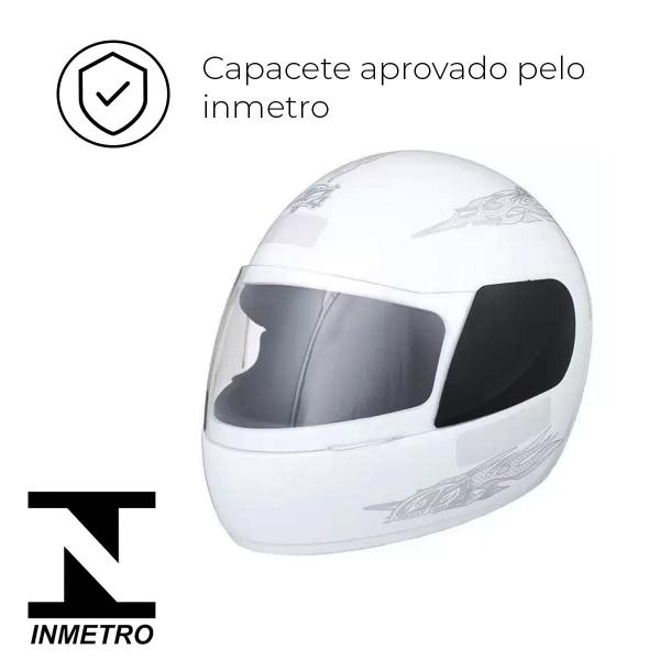 Imagem de Capacete Branco Tamanho 58 ProTork Viseira Cristal Casco Em ABS E Cinta Jugular Com Fecho Revestido Em EPS