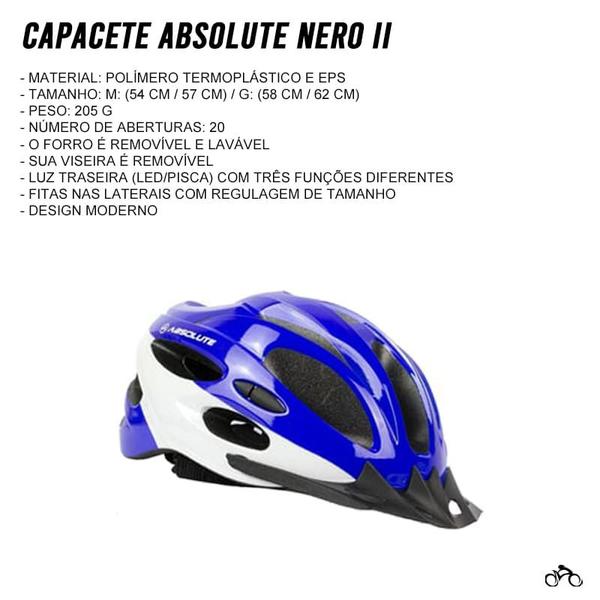 Imagem de Capacete Ciclismo Absolute Nero II com Pisca Led Bicicleta Mtb Speed