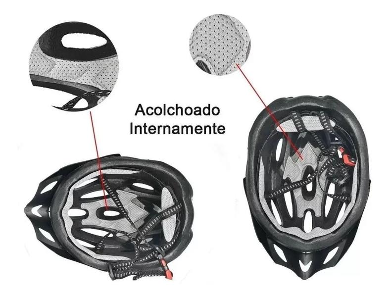 Imagem de Capacete Ciclismo Bicicleta Com Sinalizador De Led + Óculos Proteção