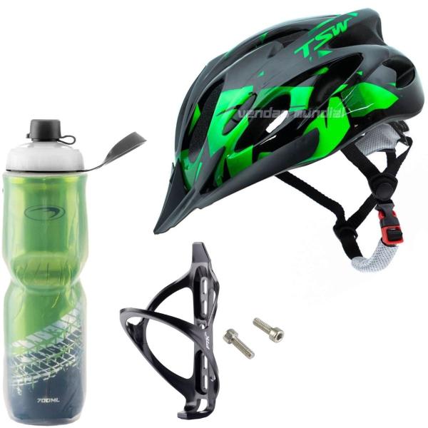 Imagem de Capacete Ciclismo Bike Mtb + Garrafa Térmica + Suporte