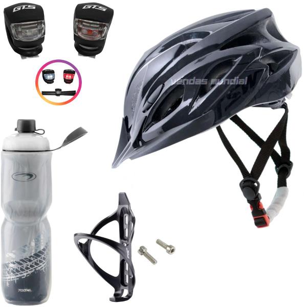 Imagem de Capacete Ciclismo Bike Mtb Tsw + Garrafa Térmica + Suporte + Sinalizador