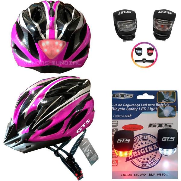 Imagem de Capacete Ciclismo Com Sinalizador De Led Leve Resistente Bicicleta Adulto Bike + Par De Sinalizador