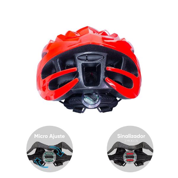 Imagem de Capacete Ciclismo Mtb Led Bicicleta Bike Vermelho Conforto