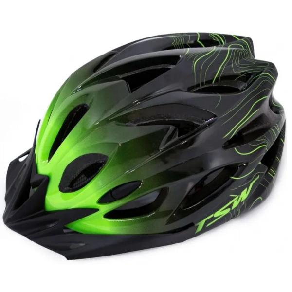 Imagem de Capacete Ciclismo Tsw Bike Mtb Com Sinalizador De Led + Óculos Esporte + Par De Luvas