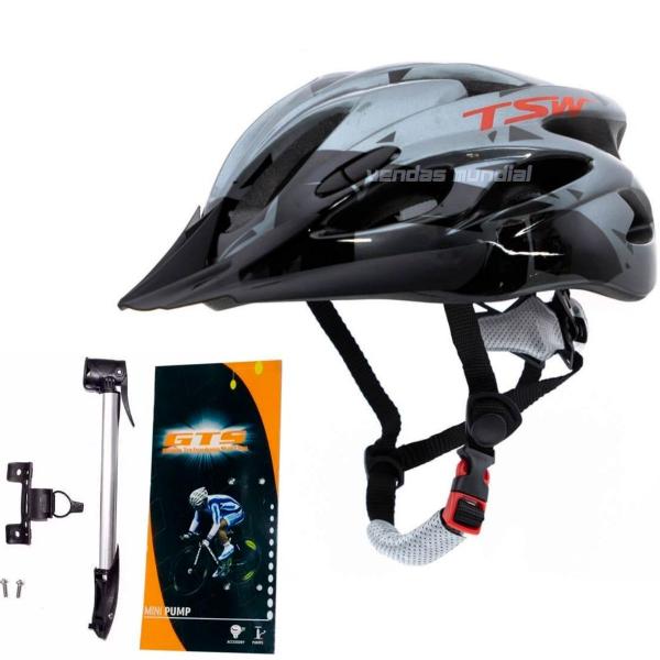 Imagem de Capacete Ciclismo Tsw Bike Mtb + Mini Bomba + Suporte