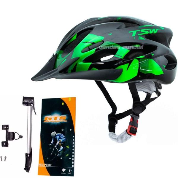 Imagem de Capacete Ciclismo Tsw Bike Mtb + Mini Bomba + Suporte