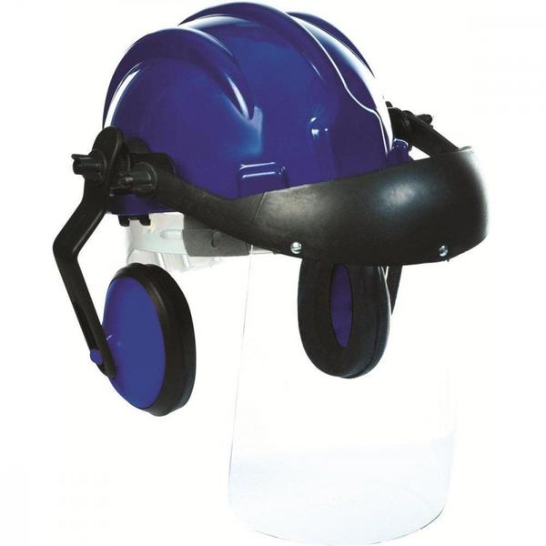 Imagem de Capacete Com Abafador+Viseira Plastcor Azul 70001322