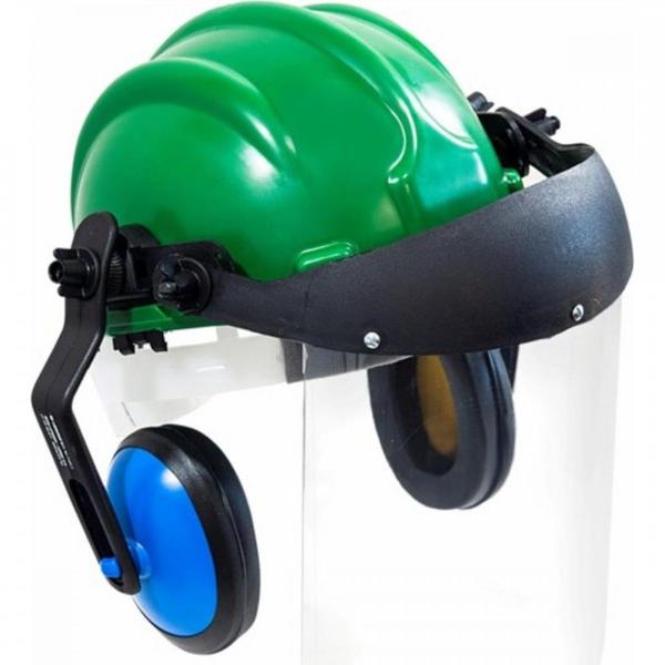 Imagem de Capacete Com Abafador+Viseira Plastcor Verde 70001321