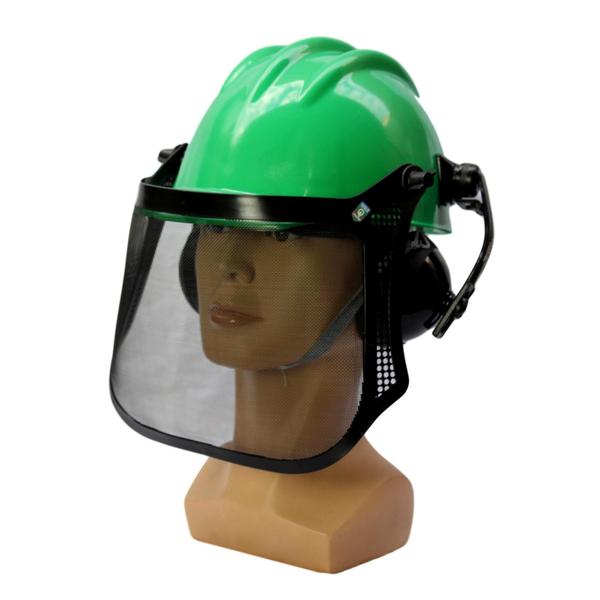 Imagem de Capacete com protetor facial de tela plastica e abafador ruidos master