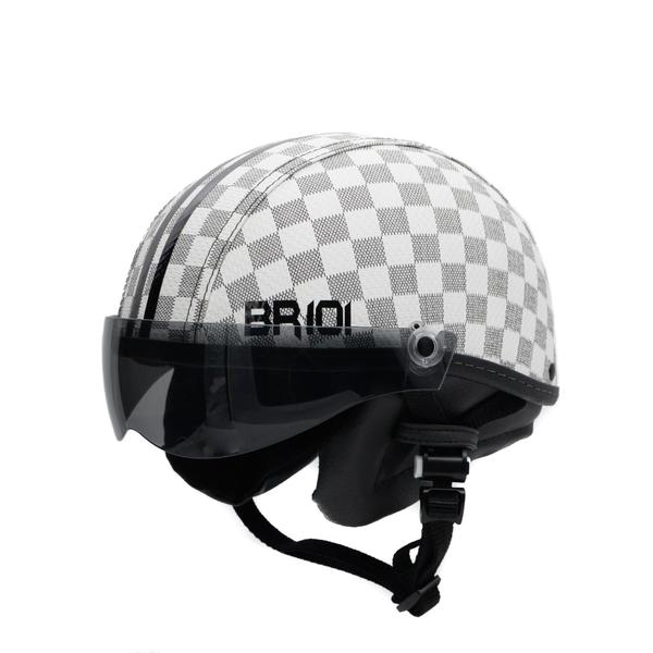 Imagem de Capacete Coquinho Br 101 Xadrez Branco Vision Fume M