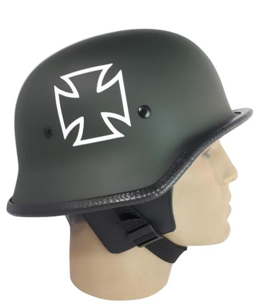 Imagem de Capacete coquinho estilo militar Verde Com Cruz De Malta Scooter Elétrica Moto M34002