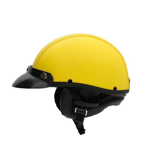 Imagem de Capacete Coquinho Scooter Moto Elétrica Bike Couro Amarelo