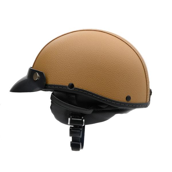 Imagem de Capacete Coquinho Scooter Moto Elétrica Bike Couro Creme