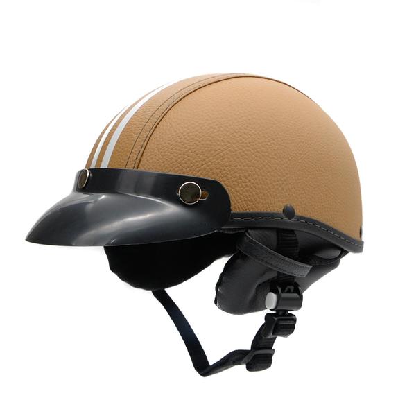 Imagem de Capacete Coquinho Scooter Moto Elétrica Bike Couro Creme