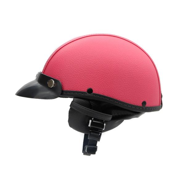 Imagem de Capacete Coquinho Scooter Moto Elétrica Bike Couro Rosa