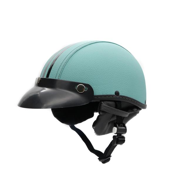 Imagem de Capacete Coquinho Scooter Moto Elétrica Bike Couro Turquesa