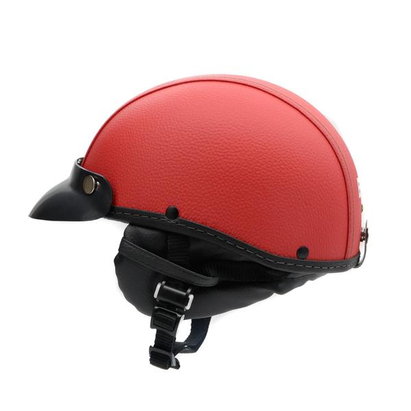 Imagem de Capacete Coquinho Scooter Moto Elétrica Bike Couro Vermelho