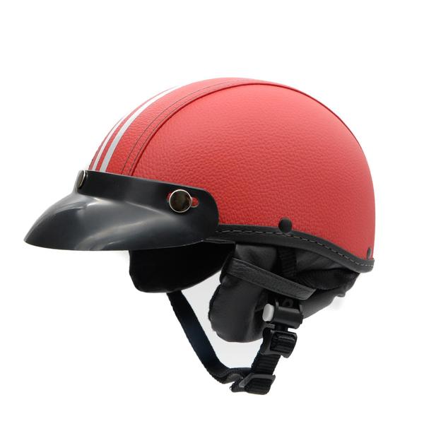 Imagem de Capacete Coquinho Scooter Moto Elétrica Bike Couro Vermelho