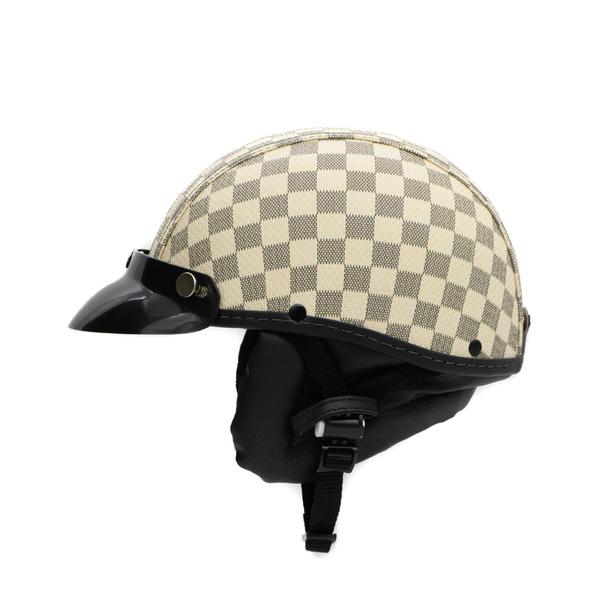 Imagem de Capacete Coquinho Scooter Moto Elétrica Bike Couro Xadrez