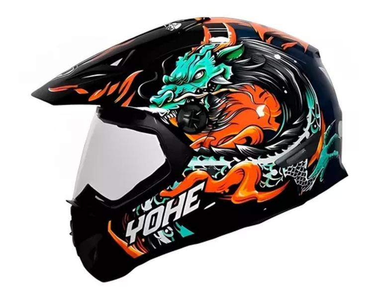 Imagem de Capacete Cross :630 Traill Sport Dragon Preto com Laranja