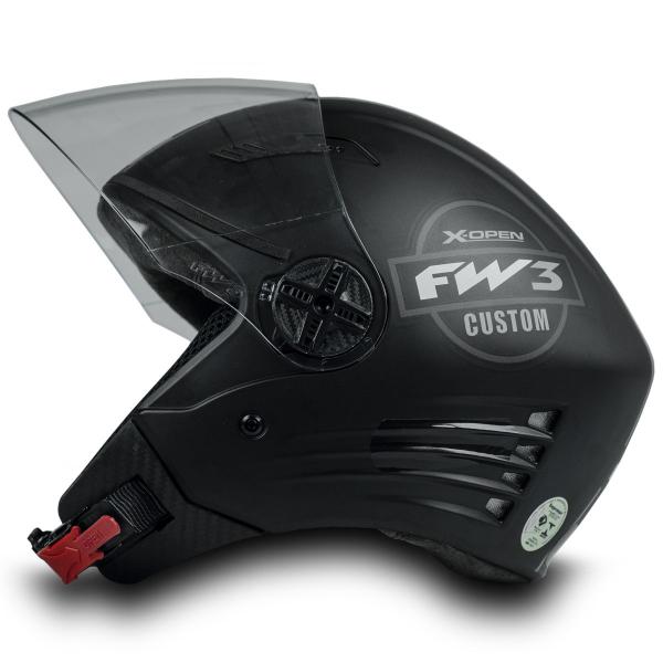 Imagem de Capacete Custom Preto Fosco Grafite Tam 60 Viseira Cromada