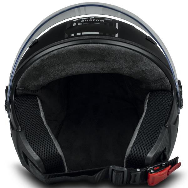 Imagem de Capacete Custom Preto Fosco Grafite Tam 60 Viseira Cromada