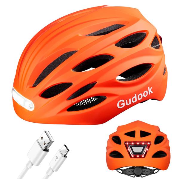 Imagem de Capacete de bicicleta Gudook Adult com luz LED recarregável USB