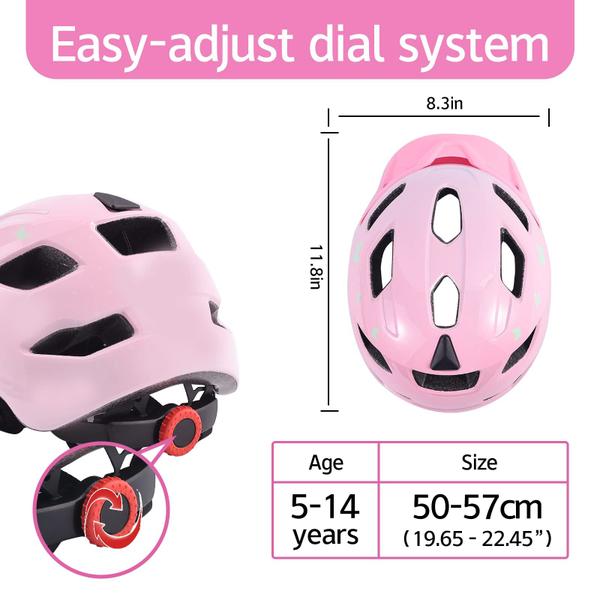 Imagem de Capacete de bicicleta infantil SIFVO Kids Boys Girls 5-14 anos rosa 50-57cm