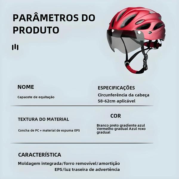 Imagem de Capacete de Bicicleta Leve e Respirável para Adulto - com Luz Traseira LED (58-62cm)