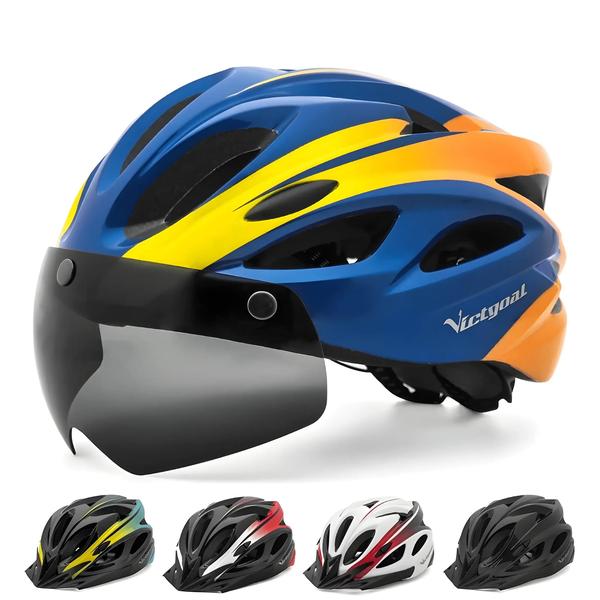 Imagem de Capacete de Bicicleta Masculino com Luz Traseira, Óculos Magnéticos e Viseira Solar UV400