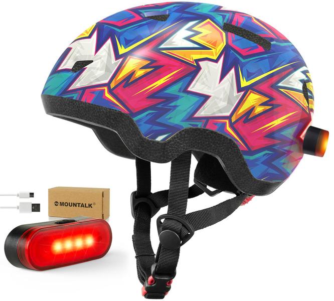 Imagem de Capacete de bicicleta MOUNTALK Cyberpunk para crianças de 1 a 8 anos com luz