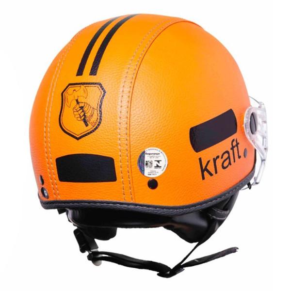 Imagem de Capacete De Moto Aberto Harley Kraft Plus Custom Premium Revestido Laranja