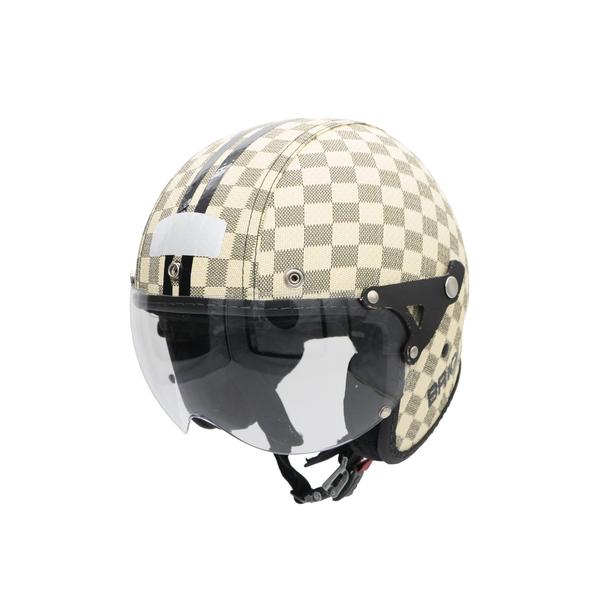 Imagem de Capacete De Moto Aberto Retro Custom Couro Premium Viseira Cristal