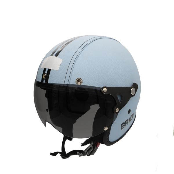 Imagem de Capacete De Moto Aberto Retro Custom Couro Premium Viseira Fume