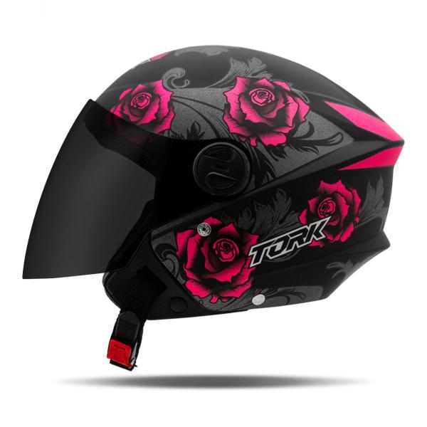 Imagem de Capacete De Moto Adulto Aberto New Liberty Three Flowers Fosco Vis. Fumê