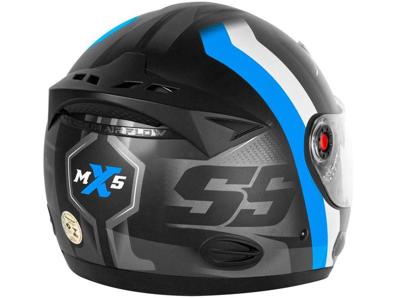 Imagem de Capacete de Moto Fechado Mixs Helmets - MX5 Super Speed Cinza e Azul Tamanho 56