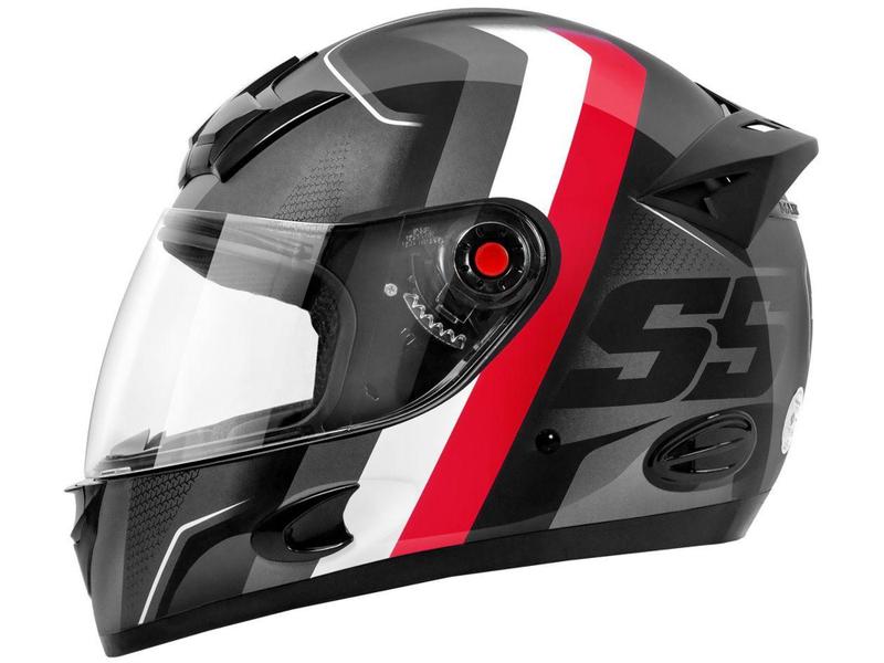 Imagem de Capacete de Moto Fechado Mixs Helmets - MX5 Super Speed Cinza e Vermelho Tamanho 56