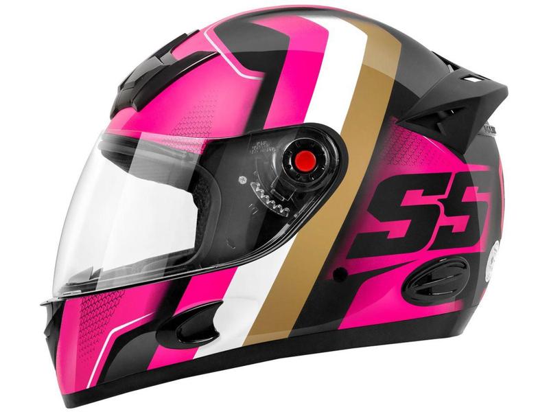 Imagem de Capacete de Moto Fechado Mixs Helmets - MX5 Super Speed Rosa e Dourado Tamanho 60