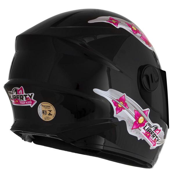 Imagem de Capacete De Moto Infantil Fechado Para Meninas Liberty Kids Pro Tork Com Viseira Fumê