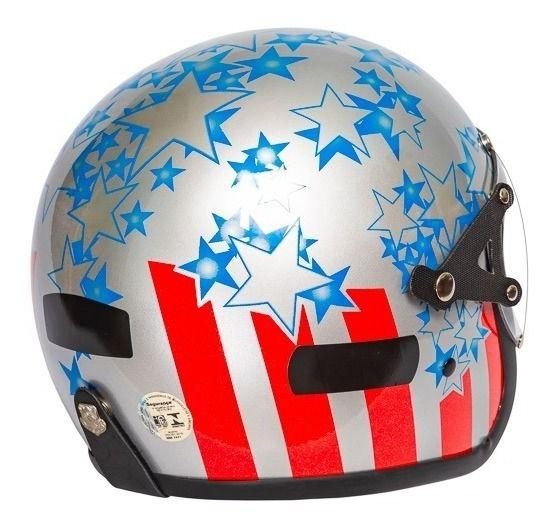 Imagem de Capacete de Moto Retro Old School Kraft Premium Lancamento America Prata