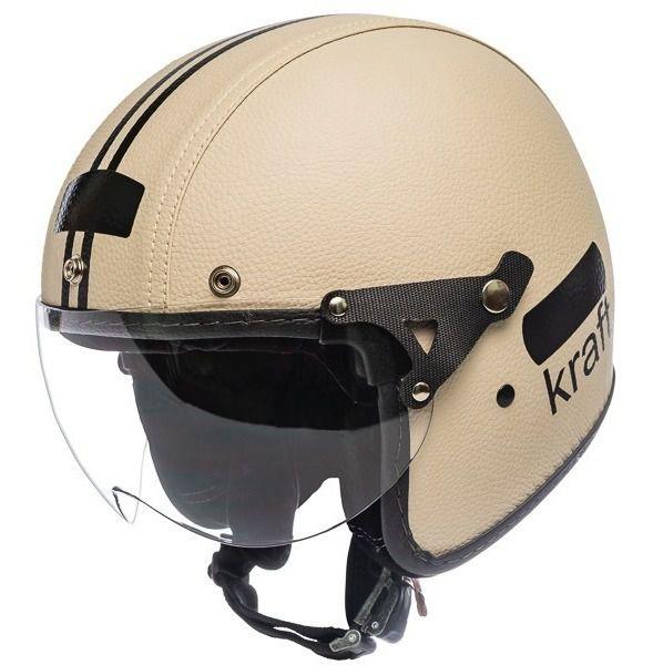 Imagem de Capacete de Moto Retro Old School Kraft Premium Lancamento Revestido Bege