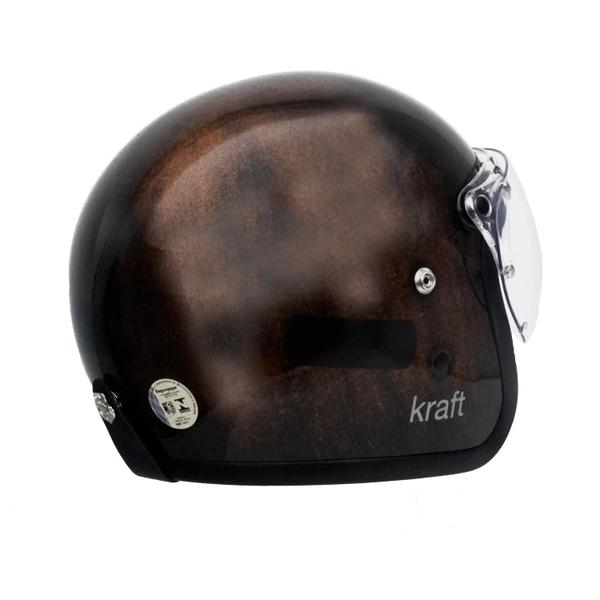 Imagem de Capacete de Moto Retro Old School Kraft Premium Lancamento Risco Preto Dourado