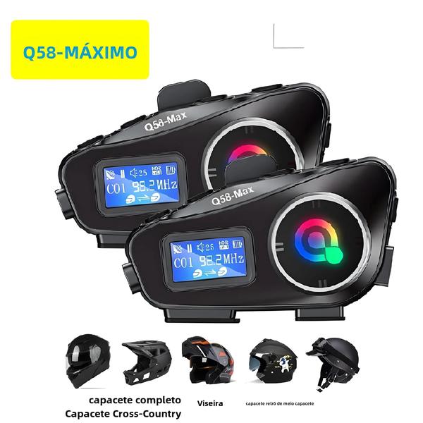 Imagem de Capacete de Motocicleta com Bluetooth Q58 Max - Intercom 500m e Compartilhamento de Música