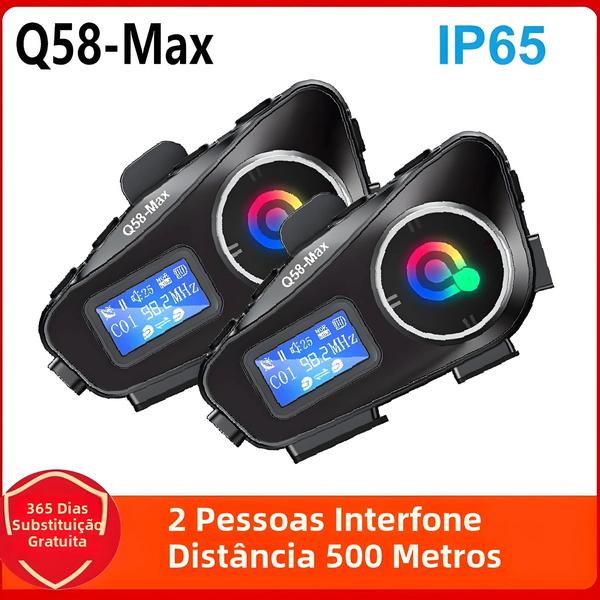 Imagem de Capacete de Motocicleta com Bluetooth Q58 Max - IP65 à Prova D'Água - Alcance de 500 Metros