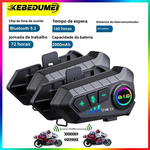 Imagem de Capacete de Motocicleta com Intercom Bluetooth Kebidumei YP10 - Alcance de 300m - Bateria 2000mAh