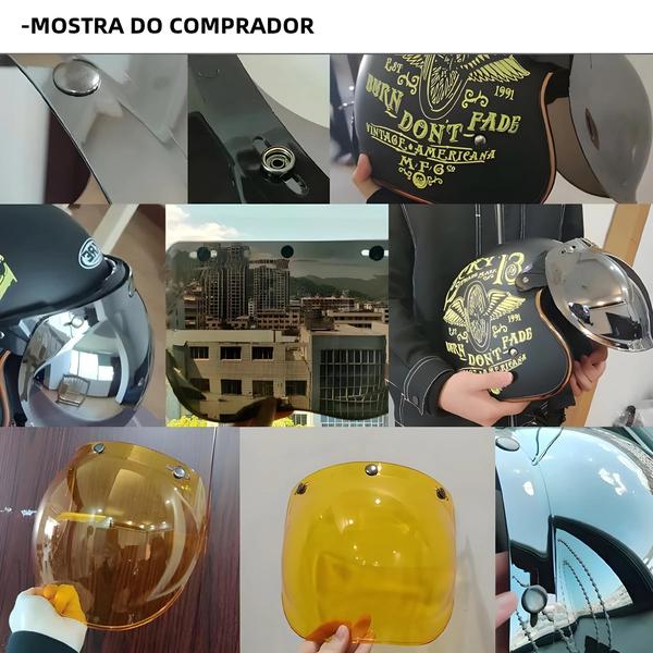 Imagem de Capacete de Motocicleta com Viseira Bolha - Aberto e Dobrável